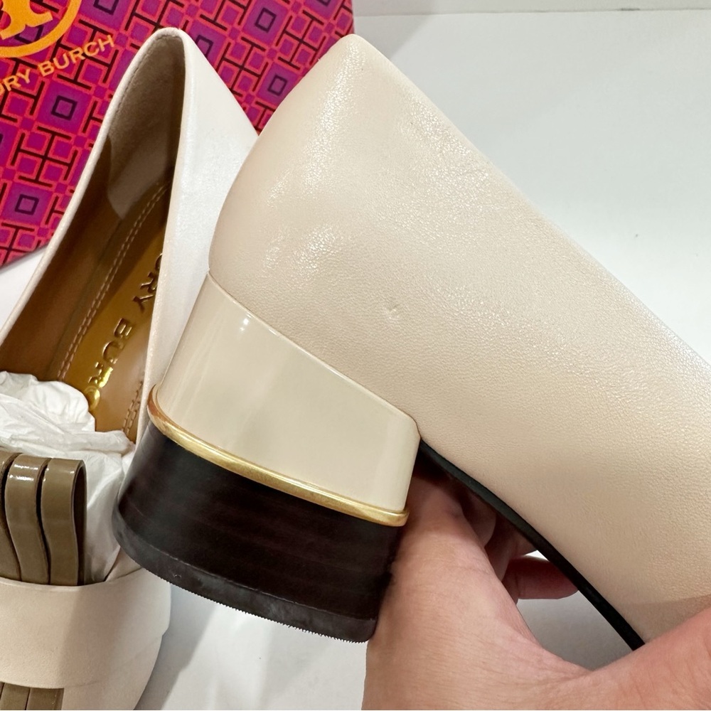Tory Burch Womens Multi-Logo Kiltie Heeled Loafers Shoes - Picture 9 of 15